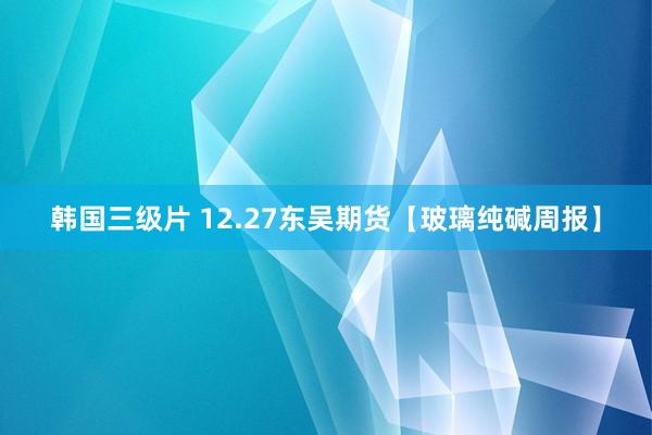 韩国三级片 12.27东吴期货【玻璃纯碱周报】