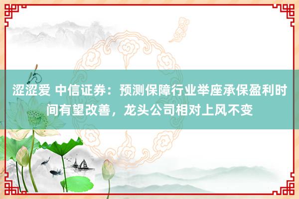 涩涩爱 中信证券：预测保障行业举座承保盈利时间有望改善，龙头公司相对上风不变