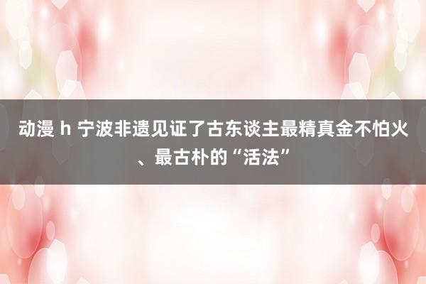 动漫 h 宁波非遗见证了古东谈主最精真金不怕火、最古朴的“活法”