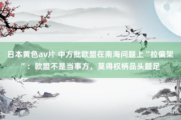 日本黄色av片 中方批欧盟在南海问题上“拉偏架”：欧盟不是当事方，莫得权柄品头题足